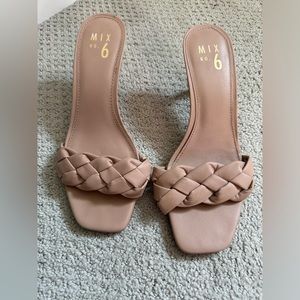 MIX NO. 6 low tan sandal heel. Worn once. Womans size 8